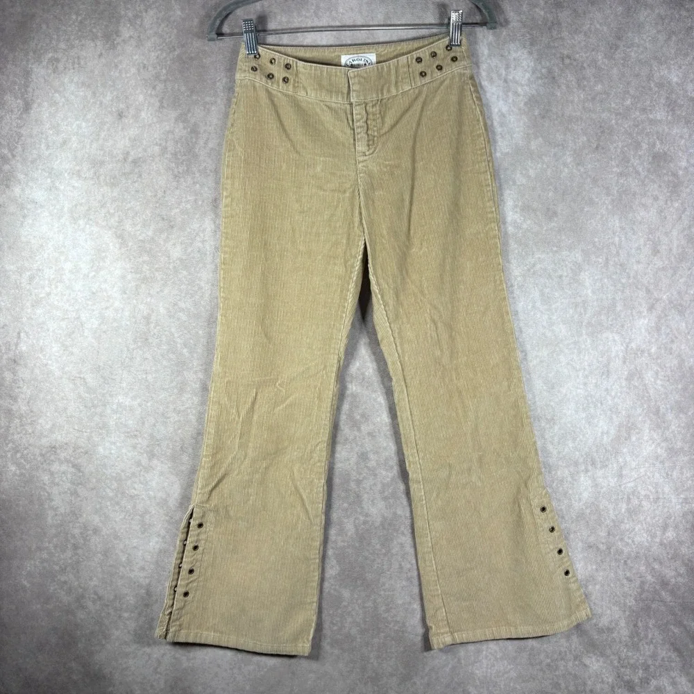 Carolina Girls Pants Girls 10 Tan Blues Corduroy Flare Grommet Y2K Retro Boho
